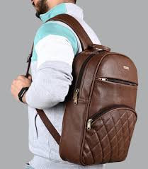 Leather Backpack Bag, Color : Brown