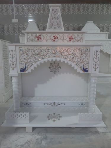 Polished Inlay Work Marble Temple, Color : White