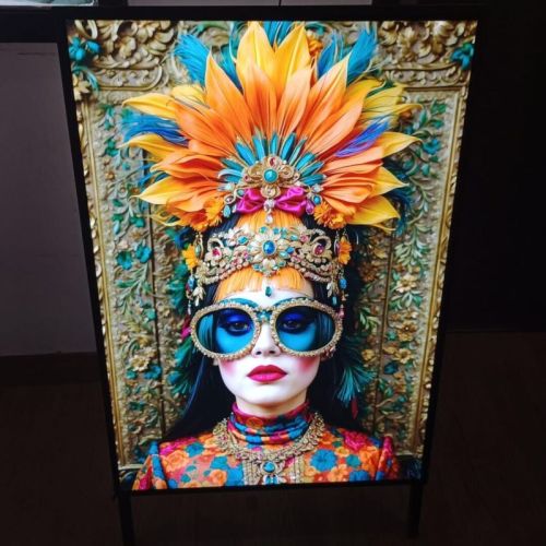 Slim Signage Steel Sandwich Board, Color : Black