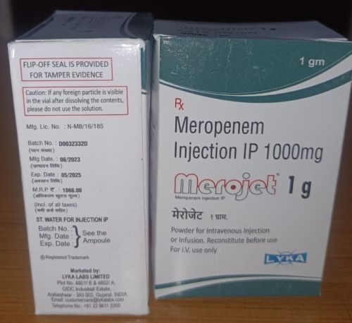 Meropenem Injection IP - Merojet 1g, Grade : Pharmaceutical Grade