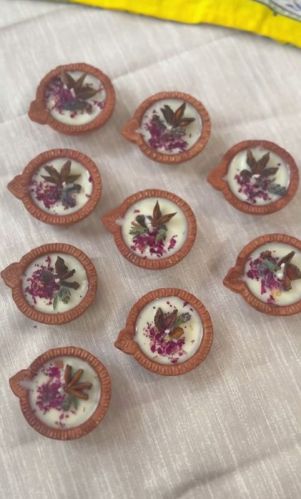 Plain Painted Terracotta Customised Diya Candles, Color : Red