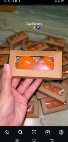 Non Polished Soy wax Laddoo Candles, Color : Orange 10x10x5cm