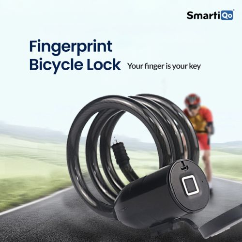 Zinc Alloy SmartiQo Smart Bicycle Biometric Lock, Color : Black