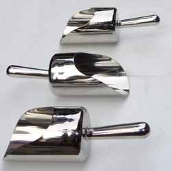 Polished Stainless Steel Laboratory Scoops, Color : Silver