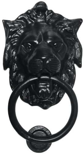 Lion Plain Ring Black Antique Iron Door Knocker