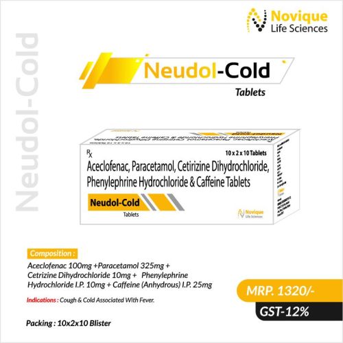 Aceclofenac 100 Mg Paracetamol 325 Mg Cetirizine Dihydrochloride 10 Mg Phenylephrine Hcl Caffeine Hcl