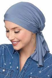 Plain Women Linen Head Scarf, Color : Blue