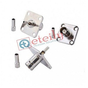 BNC (F) 4 Hole Panel Mount Connector For RG174 Cable