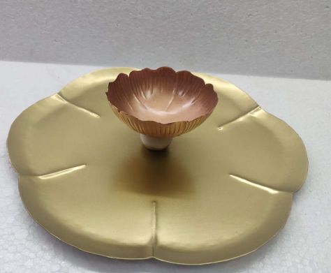 Polished Brass Plain Chip Dip Serving Platter