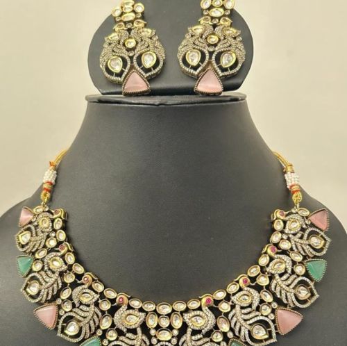 Gold Brass Steel Jewelry, Color : Golden Party Wear