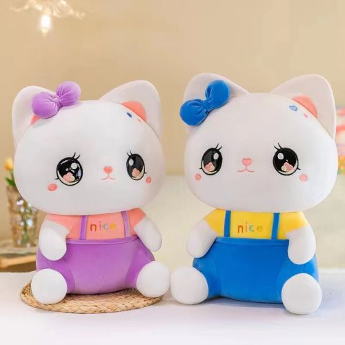 55 Cm Bow Cat Stuffed Toy For Interior Decor, Kids Playing