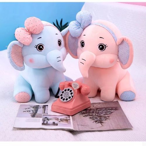 65 Cm Bow Elephant Stuffed Toy For Interior Decor, Kids Playing
