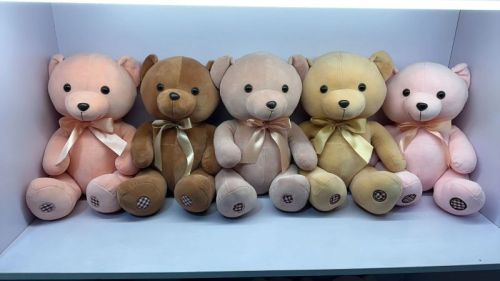 Ribbon SS Sitting Stuffed Teddy, Technics : Machine Made