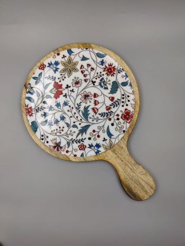 Plain Polished Wooden Multicolor Pizza Platter Printed For Restaurant, Hotel