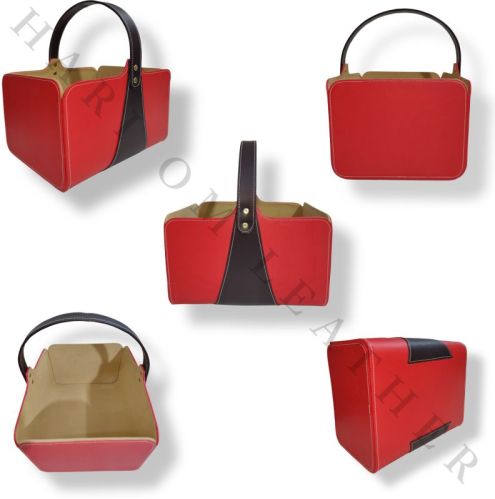 Customized Leatherette Designer Leather Basket For Gifting, Decoration