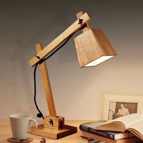 LED Polished Wooden Study Table Lamp