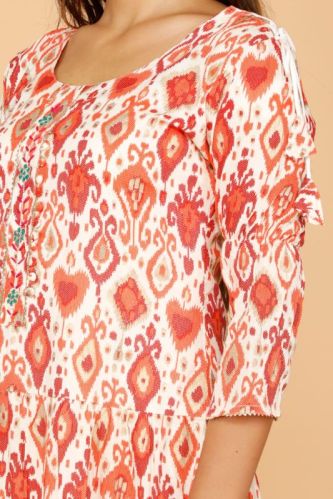  Designer Cotton Kurti, Color : Orange