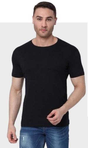 Mens Black Round Neck T-Shirts