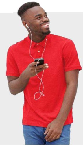 Plain 100% Compact Cotton Pique Mens Red Polo T-Shirts