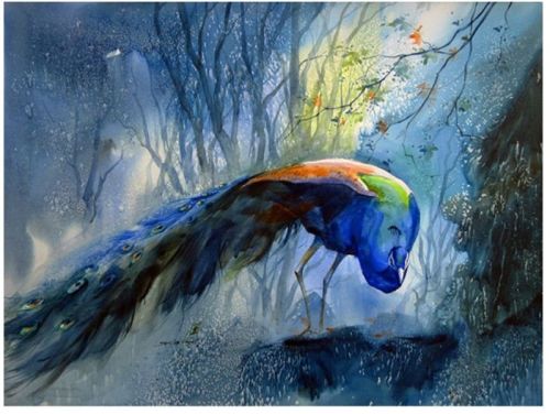 Beautiful Peacock & Nature Painting For Wall Decoration, Home Decoration