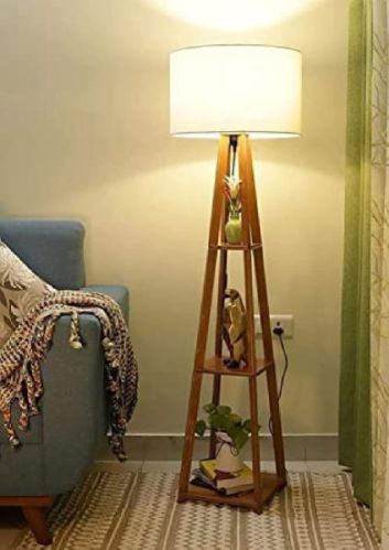 LED Bulb Included Tripod Lamp Wooden Floor Lamp