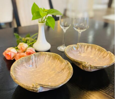 Ceramic Serving Salad Bowl, Color : Red With Blue Border