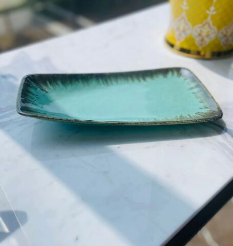 Ceramic Turquoise Oval Serving Platter, Color : Green
