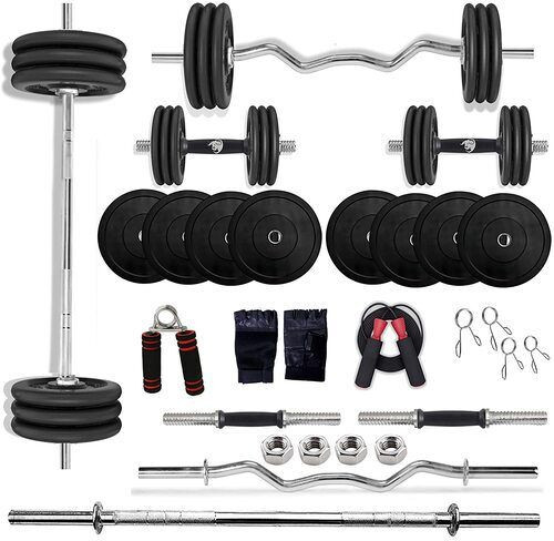 Rubber Home Gym Combo Set With Weight Plates For Workout, Fitness