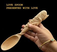 Asia Carvings Grappy Vineleaf Love Spoon