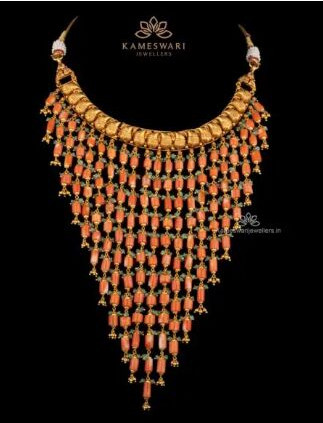 Captivating Coral Strands Kanti Necklace Set