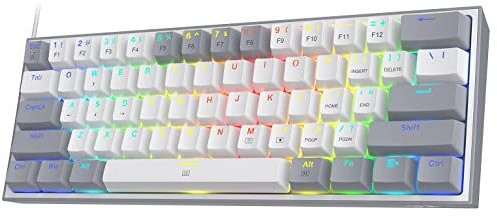 Redragon K617 Fizz 60% Wired Gaming Keyboard ( White / Grey ) ( Red Linear Switch )