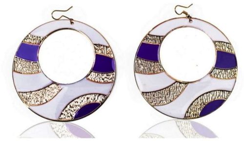 Alloy Hoop Earring In White Purple