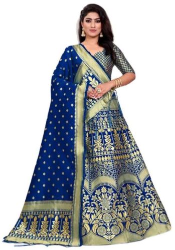 Party Wear Semi-stitched Blue Lehenga Choli
