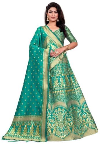 Party Wear Semi-stitched Green Lehenga Choli