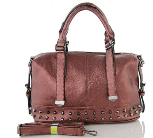 PU Leather Handbag In Wine Color