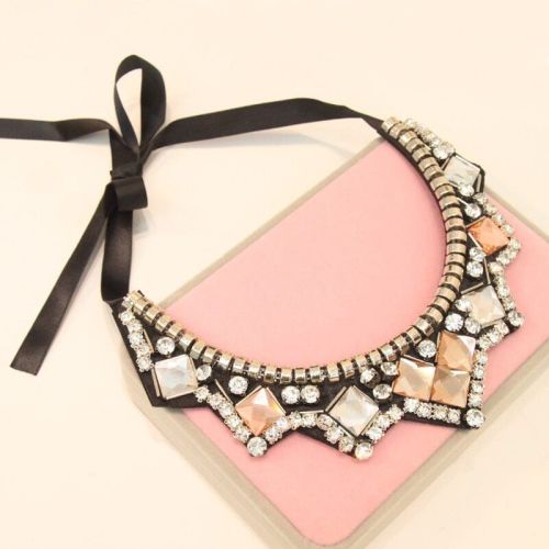 Aegte Trendy Western Wear Crystal Peach Statement Necklace