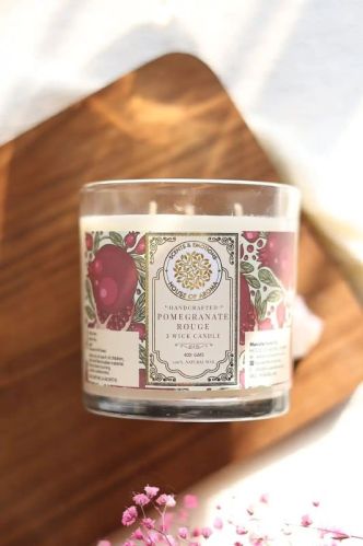 Natural Wax Pomegranate Rouge 3 Wick Candles