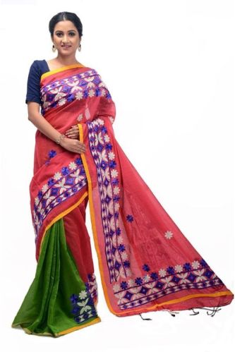 Bengal Handloom Desinger Saree, Color : Bi-colour