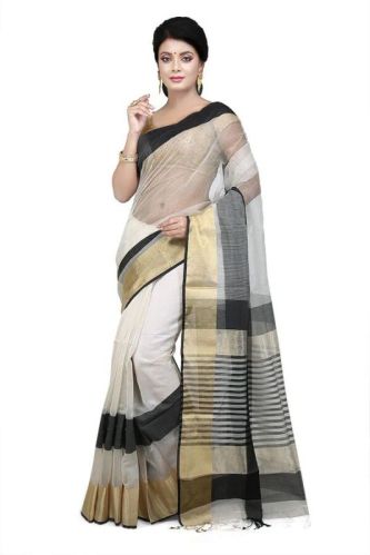 Maheshwari Handloom Saree, Color : White