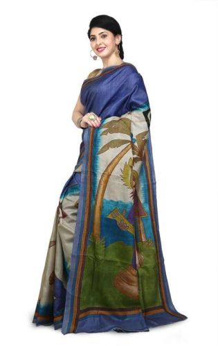 Pure Hand Painted With Kanthastitch Saree