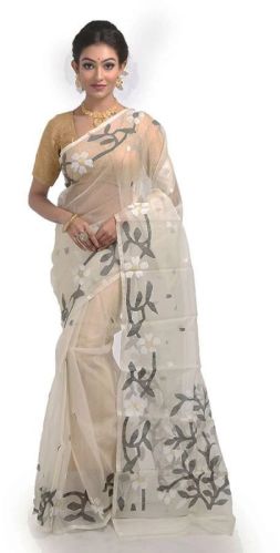 Pure Resham Silk Muslin Jamdani Saree, Weight : 400 Gm