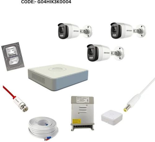 Hikvision 3k Colorvu CCTV 3 Bullet Camera Kit Full Combo