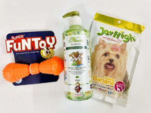 Dog Jerhigh Treat Robust Shampoo Bone Chew Toy 3 Piece Combo