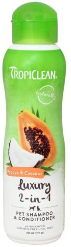 Tropiclean Luxury 2-in-1 Dog & Cat Shampoo & Conditioner – Papaya & Coconut – 355 Ml