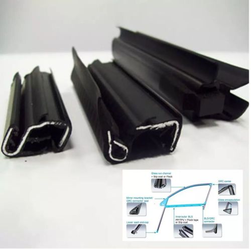 Tpv Steel Inserts Glass Channels / Belts With Flock Tape Application