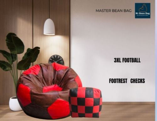 3xl Football Premium Dt Red Light Brown Bean Bag