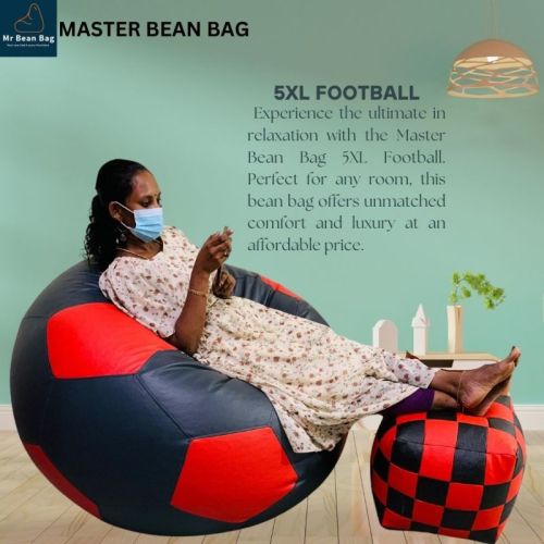 3xlpro Football Bean Bag Red And Grey With Footrest