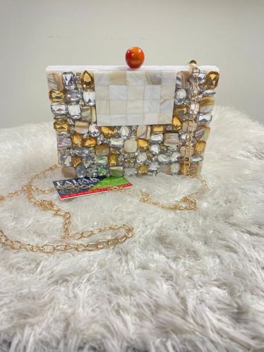Handmade Rectangular Resin Clutch Bag, Gender : Female