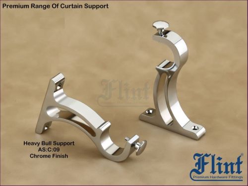 Flint Polished Aluminum Heavy Bull Curtain Support, Packaging Type : Paper Box