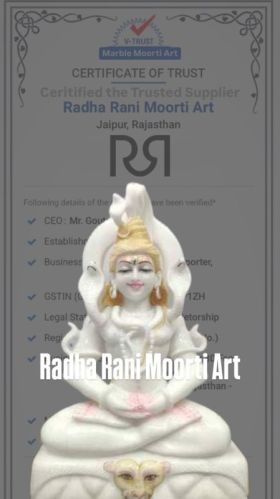 Printed Polished White Marble Mahadev Statue, Color : Multicolors